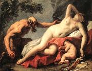 RICCI, Sebastiano Venus and Satyr sg oil painting on canvas